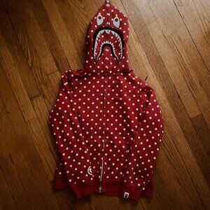 OG BAPE RED POLKA DOT SHARK ZIP UP